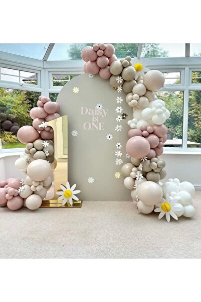 Mora süslemeleri Soft pembe deniz kumu retro white balon zinciri 100 lü