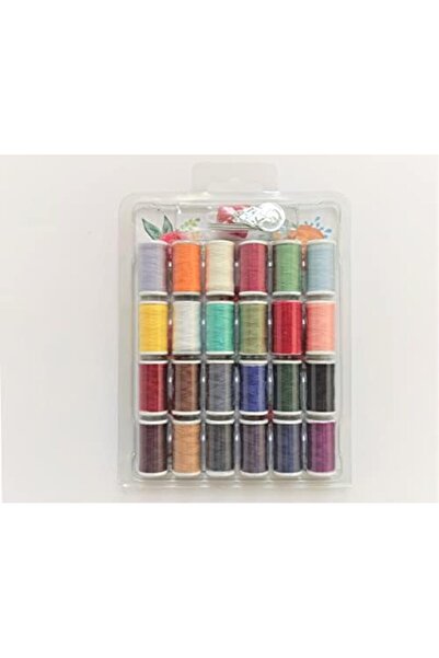 Ecosell Ecoshopf Maker 24 Renkli Kullanışlı Polyester Dikiş İpliği Seti 25m/2...