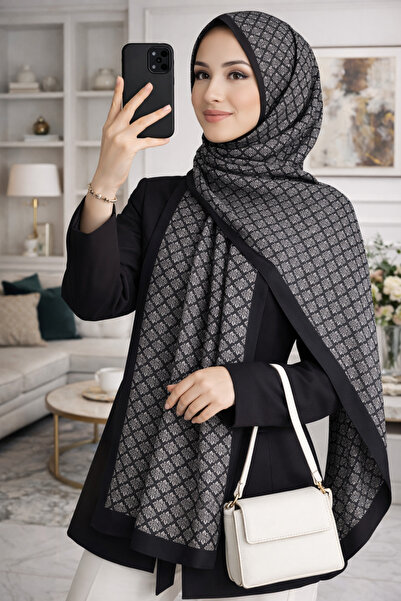 Black Cotton Patterned Digital Aqua Soft Shawl, Soft Textured, Anti-Sweat, Cotton Shawl, Soft