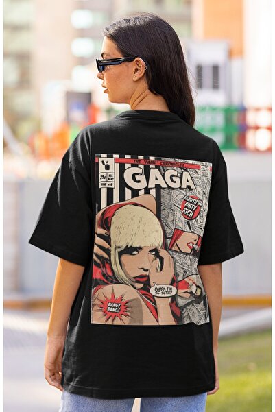 SEVBANO تي شيرت تصميم ليدي غاغا مطبوع للجنسين قصة فضفاضة للمغنيين