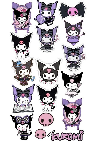 ReklamX Kuromi çanta -Laptop-Tablet, Defter, Etiket sticker seti 1 adet (A4 B...