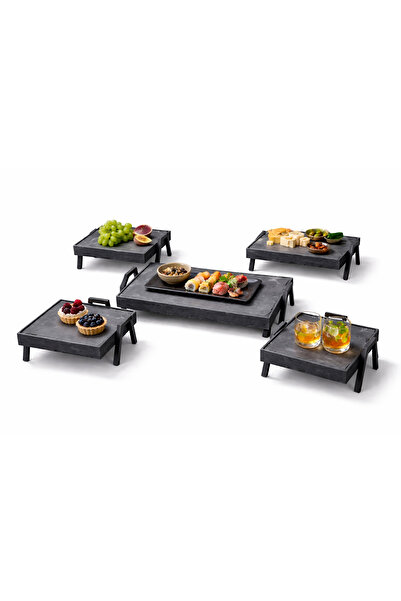 Generic Turkish Floor Serving Table Set – 5 Pieces with Raised Edges