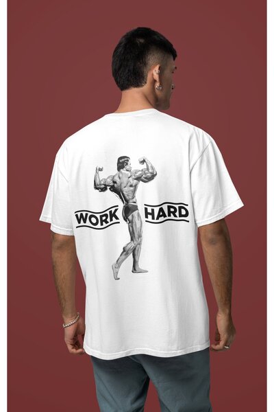 SEVBANO تي شيرت أرنولد وورك هارد مكتوب لكمال الأجسام مطبوع للجنسين قصة فضفاضة...