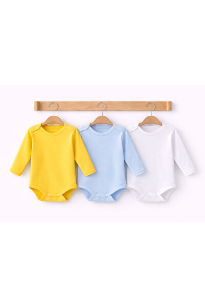 CAN BABY Canbaby 3-Piece Unisex Baby Bodysuit Set 0-3 Months – Long Sleeve 10...