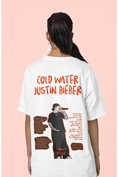 SEVBANO تي شيرت كولد ووتر جاستن بيبر رقم مطبوع للجنسين قصة فضفاضة للمغني