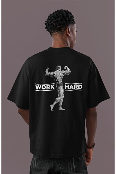 SEVBANO تي شيرت أرنولد وورك هارد مكتوب لكمال الأجسام مطبوع للجنسين قصة فضفاضة...