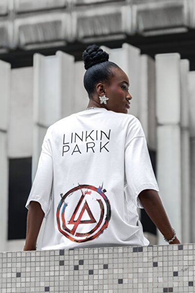 SEVBANO تي شيرت لينكين بارك مطبوع للجنسين قصة فضفاضة لفرقة الموسيقى