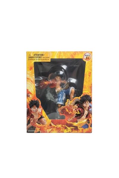 Premium مجسم شخصية أنمي مع تأثيرات نارية، وضعية قتالية، نموذج قابل للتجميع