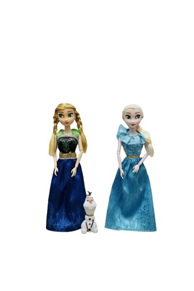 Premium Frozen Princess Doll Set with Anna Elsa Olaf in Blue & Green Dresses ...