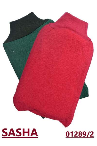 SASHA ليفة استحمام من قطعتين لتنظيف الجسم وتقشير البشرة - متعددة الألوان