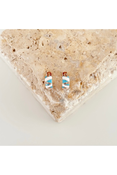 Vesce Atelier White Blue Enamel Earrings