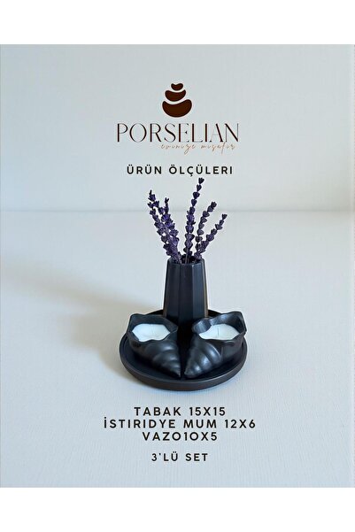 Porselian 2'li Dekoratif Beton Set - İstiridye Mum, Sahil Esintili Minimalist...