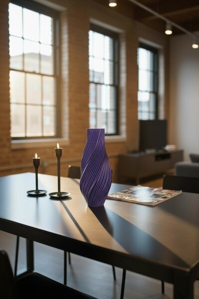 boz concept home Vază în spirală mov cu design modern din Londra, blat de mas...