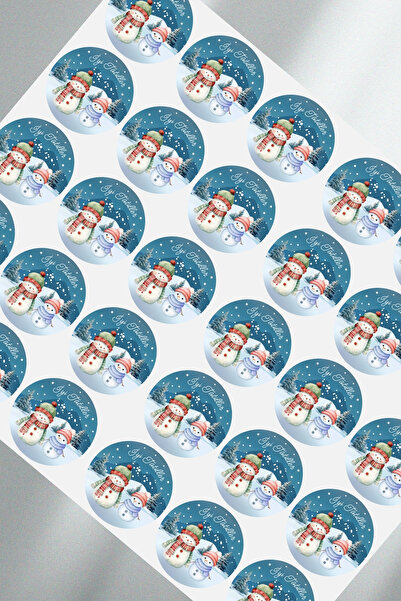 Burak Baskı Tasarım ملصق بتصميم عيد ميلاد سعيد، 30 قطعة بحجم 3.5 سم، ملصق للش...