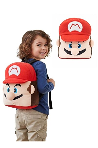 Premium Mario 3D Plush Face Backpack Super Mario Soft Stuffed School Bag
