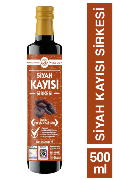 Luga Siyah Kayısı Sirkesi 500 ml - Doğal Fermantasyon, %100 Saf ve Doğal, Kat...