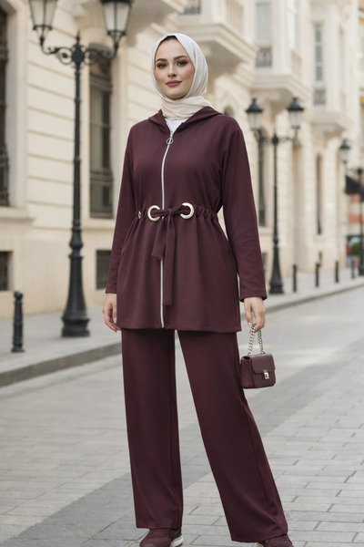 VENT GİYİM Women's Hooded Cardigan and Pants Two-Piece Set – Casual Comfortab...