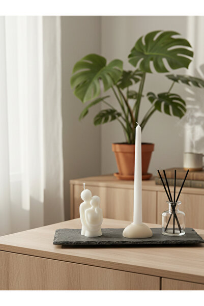 exemum El Yapımı Dekoratif Tasarım Mum Seti - Romantik Siluet ve Şamdan Kalp ...