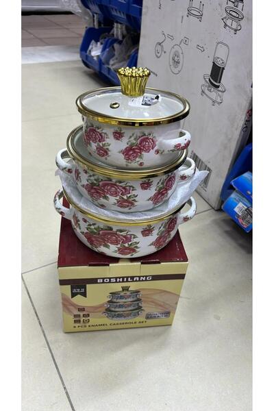 South house Enamel soup pot set with a glass lid