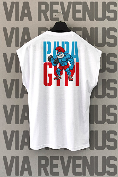 Vordevia Papa Gym Back Printed Zero Sleeve 100% Cotton Sports Tshirt