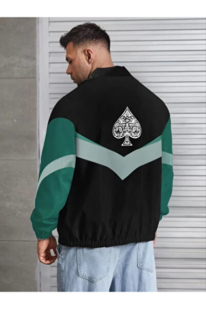 SERERO VOGUE Unisex Uzun Kollu Paraşüt Kumaş Rüzgarlik - Siyah