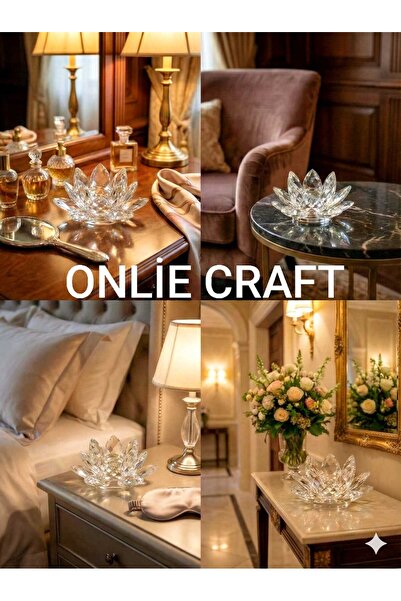 onliecraft Kristal Lotus Çiçeği, Cam , - Ev, Ofis, Masa Dekorasyonu