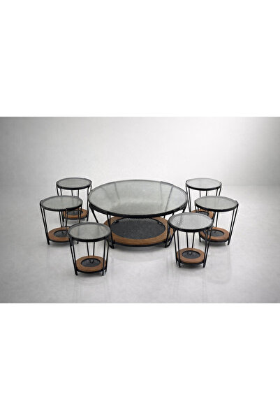 Generic Modern 7-Piece Glass Top Serving Table Se