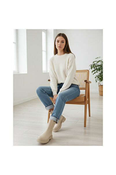 buğrahayalin Women's Black Chelsea Boots Side Elastic Laceless Casual Winter ...