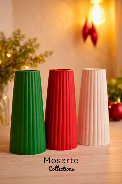 Mosarte مجموعة من 3 مزهريات ديكور عصرية بتصميم مضلع ومحزز
