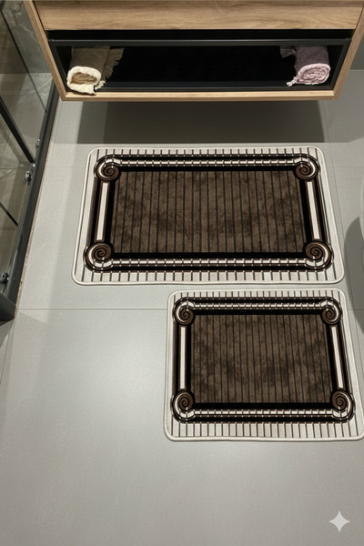 MyDecoRoom مجموعة سجادة حمام مزخرفة مضادة للحساسية وقابلة للغسل في الغسالة وم...