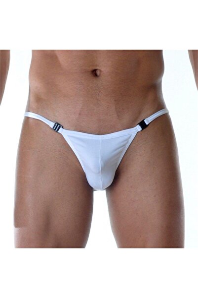 Hafif Giyim Erkek Beyaz Fantezi Giyim İp Askılı Slip HF111831