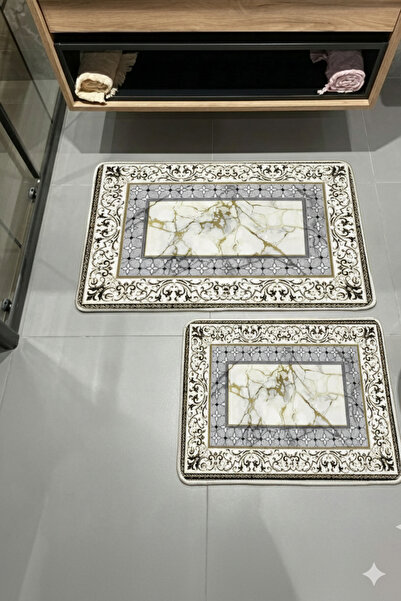 MyDecoRoom مجموعة سجادة حمام مزخرفة مضادة للحساسية وقابلة للغسل في الغسالة وم...