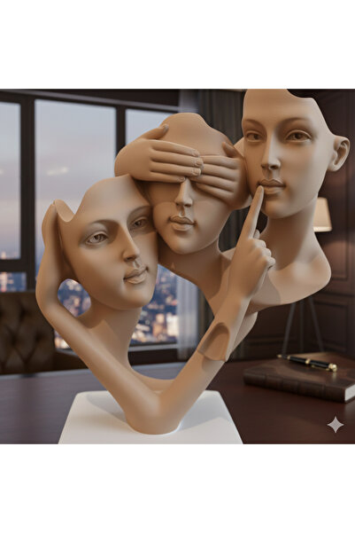 İki Cadı Tasarım Görmedim Duymadım Bilmiyorum Heykel Biblo Polyester Obje