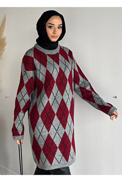 Azra Azragül Baklava Desenli Simli Triko Tunik