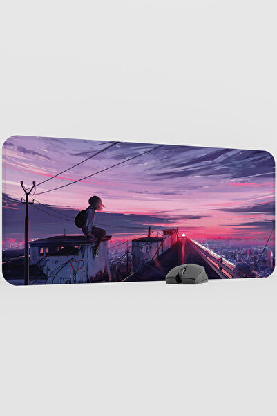 mousepad bastir Digital City Landscape Girl 1 V1 90X40 XXL Gaming Rubber Non-...