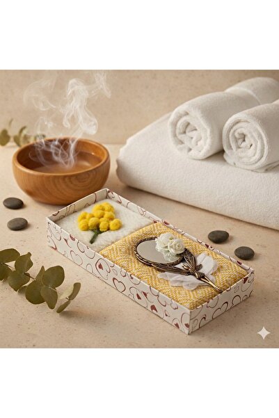 Hediye Hamamı El Yapımı Hamam Hediye Seti – Keçe Sabun, Havlu ve Dekoratif Ayna