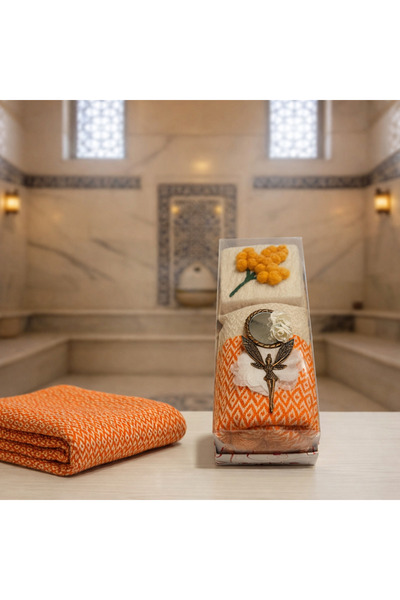 Hediye Hamamı El Yapımı Hamam Hediye Seti - Keçe Sabunlu , Havlu ve Magnet ayna