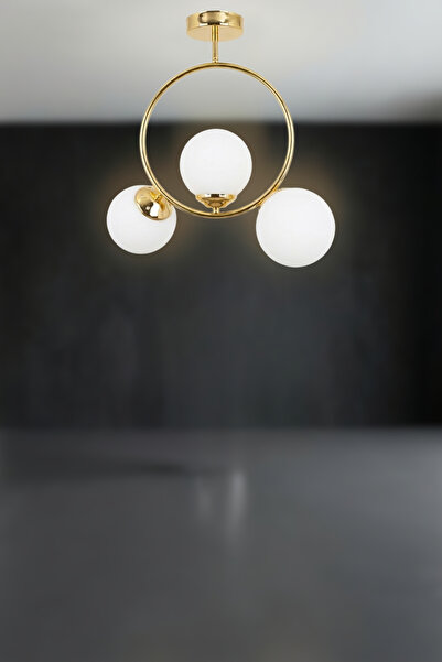 RONİSU AYDINLATMA Eluxo 3 Camlı Avize - Oturma Odası, Salon, Mutfak Uyumlu Ca...