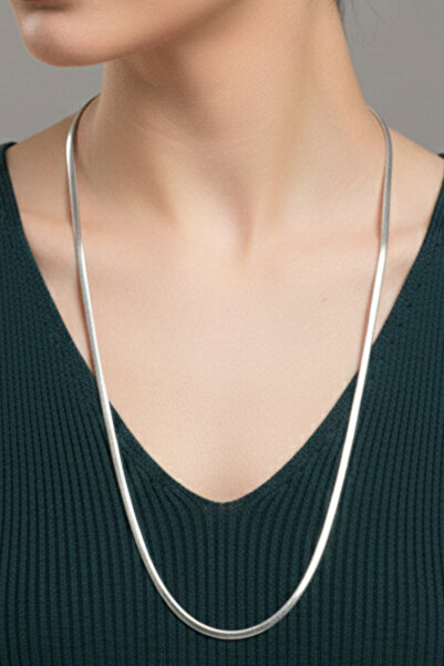 Rua Jewelry Steel Flat Snake Necklace - Extra Long 65 cm 3 mm Silver Color | ...