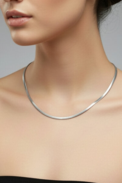 Rua Jewelry Steel Flat Snake Necklace - Classic Size 45 cm 3 mm Silver Color ...