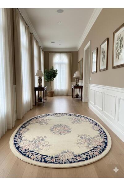 RD RAMAZAN DAĞ EL HALI SANATI El Dokuma Kabartmalı Yuvarlak Çin Halısı Birinc...