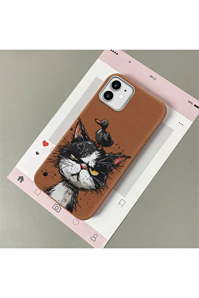 Hontinga iPhone 11 Compatible Leather Texture Anti Fall Soft Silicone Phone C...