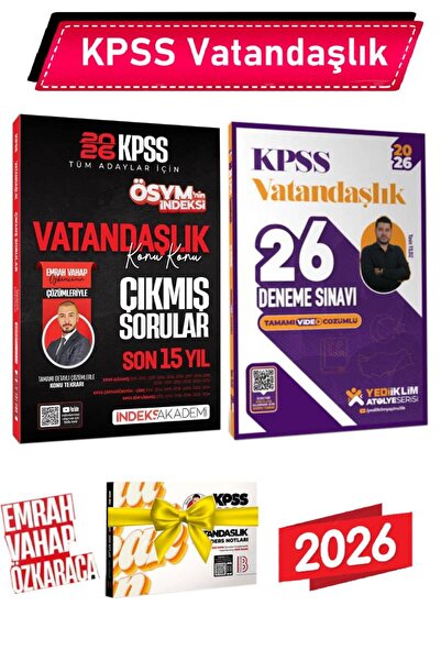 İndeks Akademi 2026 KPSS Vatandaşlık Çıkmış Sorular Emrah Vahap Özkaraca+KPSS...