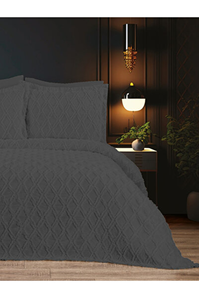 Bella Home 3 Piece Masal Pike Set - Çit Kişilik - 240X260 cm - Anthracite wit...