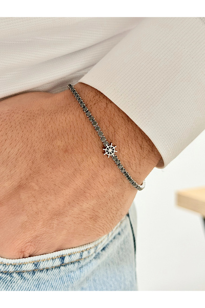 FERRO سوار رجالي من الفولاذ الفضي والأسود FRJ10101A-J مع ضمان لمدة عامين لا ي...