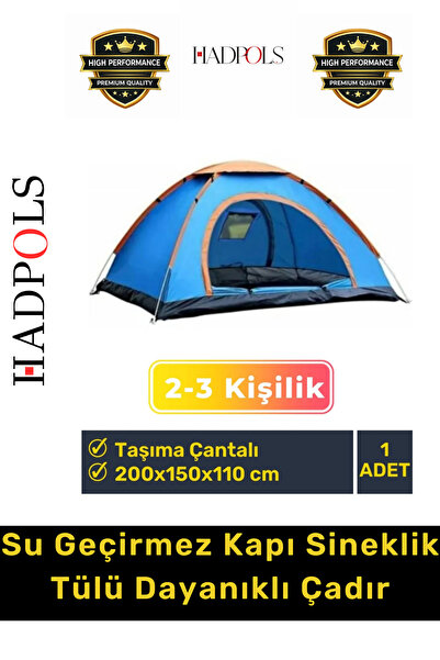 HadPols #KampÇadırı 2-3 Kişilik Su Geçirmez Sineklikli Pratik Kurulum Outdoor...