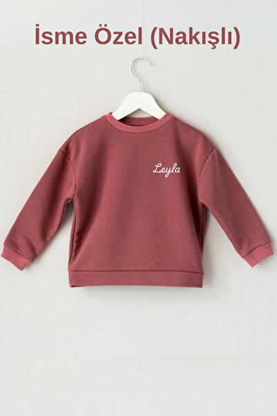 Mama Yoyo Baby&Kids Sweatshirt isme özel nakışlı gül kurusu