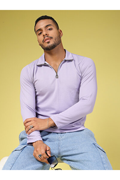 Rigo By Styli Men Textured Polo with Quarter Zip