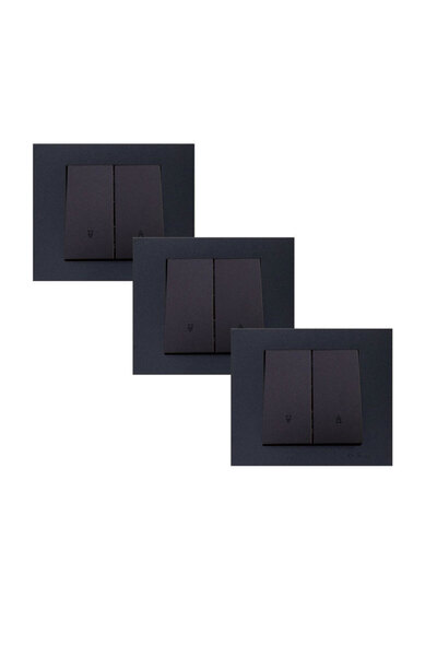 OVİVO Grano Jaluzi Kumanda Anahtarı Çerçeveli Siyah 3 Adet Sıva Altı