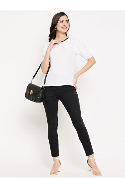 WineRed By Styli Women White Puff Sleeve Top